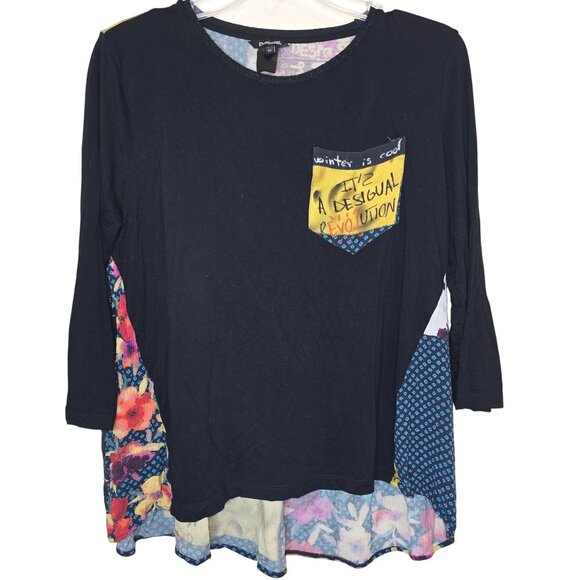 Desigual top size M patchwork Lindsey top printed multicoloured - Bohemian Styl - Picture 1 of 4